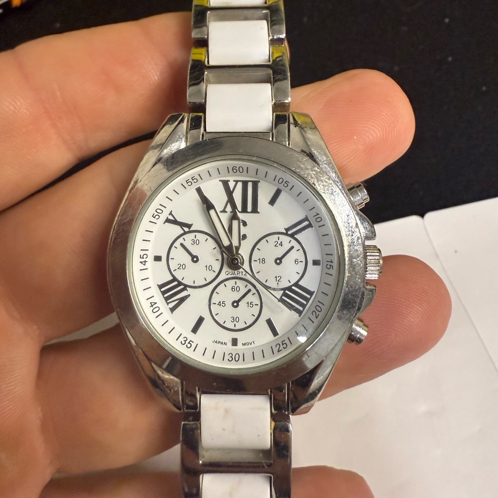 Silver And White Chronograph Watch